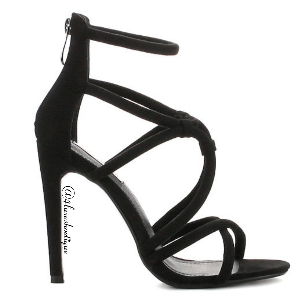NEW Heels BLACK Criss Cross Sandal